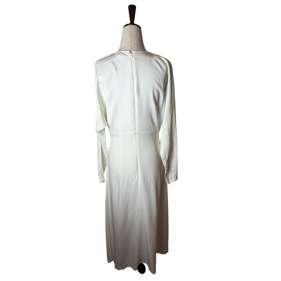 Karen Millen Dress Women 8 White Viscose Crepe Long Sleeve Midi NWT Bridal - Picture 3 of 11